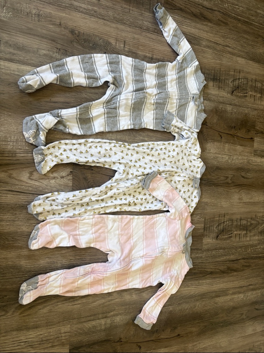 Burt's Bees Baby Neutral Gray, White & Pink Sleepers - 3 Pack